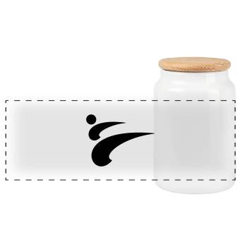 taekwondo kick - Panoramic Cookie Jar with Wooden Lid - white - Front