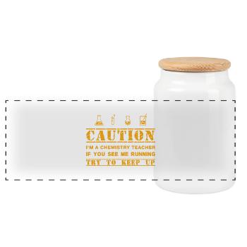 Attention: professeur de chimie - Boîte à biscuits avec couvercle en bois - blanc - Devant