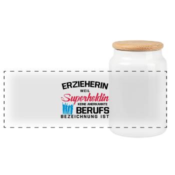Erzieherin - Panorama Keksdose mit Holzdeckel - Weiß - Vorne