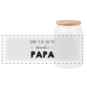 Quand tu sais pas demande a papa - Boîte à biscuits avec couvercle en bois - blanc - Devant