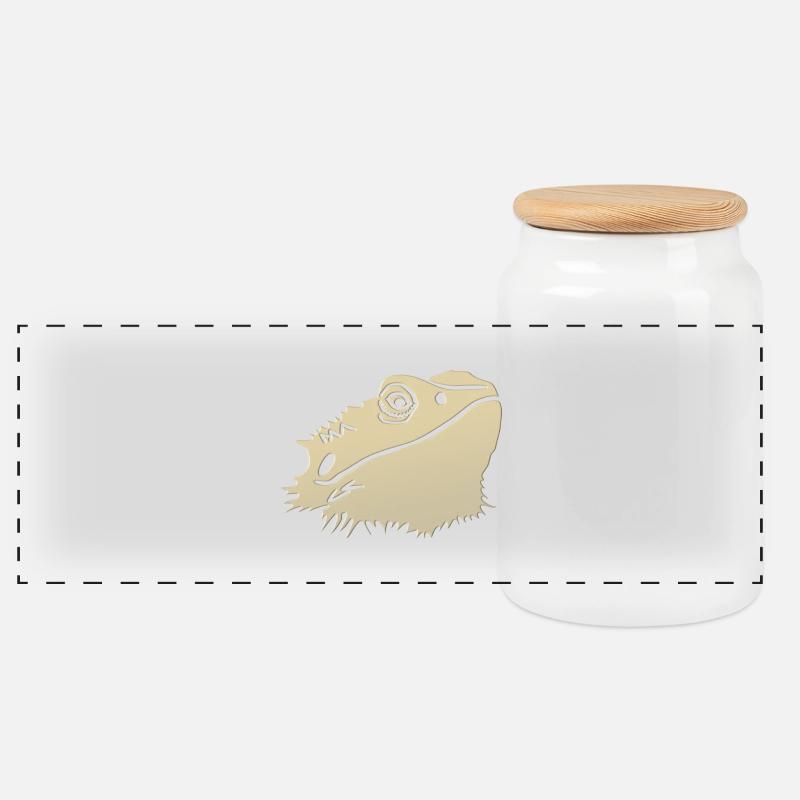 Bartagame Bearded Dragon - Panorama Keksdose mit Holzdeckel - Weiß