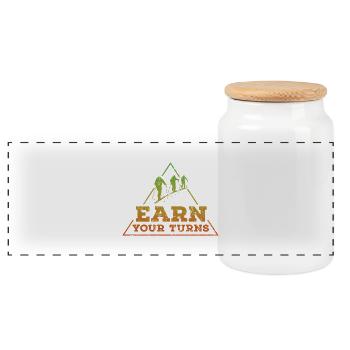 Earn your turns Tour reggae - Panorama Keksdose mit Holzdeckel - Weiß - Vorne