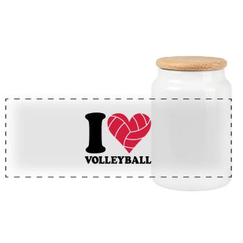 I love Volleyball - Panorama Keksdose mit Holzdeckel - Weiß - Vorne