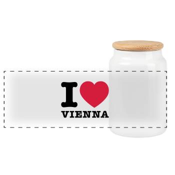J'aime Vienne 2 - Boîte à biscuits avec couvercle en bois - blanc - Devant