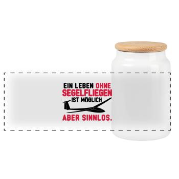 Leben ohne Segelfliegen - Panorama Keksdose mit Holzdeckel - Weiß - Vorne