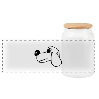 Hund - Panorama Keksdose mit Holzdeckel - Weiß - Vorne