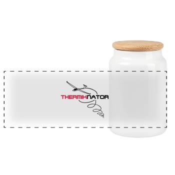 thermiknator segelflieger Geschenk - Panorama Keksdose mit Holzdeckel - Weiß - Vorne