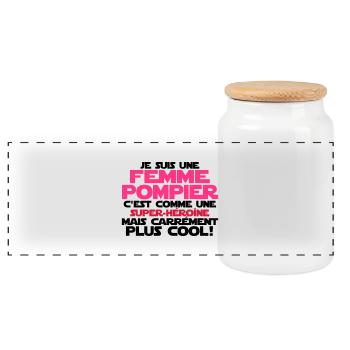 je suis une femme pompier - Boîte à biscuits avec couvercle en bois - blanc - Devant