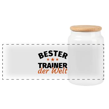 Trainer Geschenk - Panorama Keksdose mit Holzdeckel - Weiß - Vorne