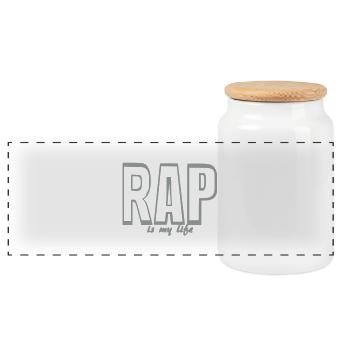 rap is my life - Boîte à biscuits avec couvercle en bois - blanc - Devant