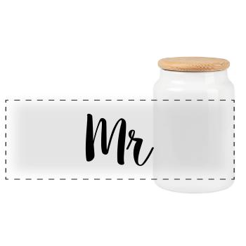mr simple - Panoramic Cookie Jar with Wooden Lid - white - Front
