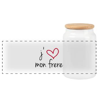 J'aime mon frère - Boîte à biscuits avec couvercle en bois - blanc - Devant