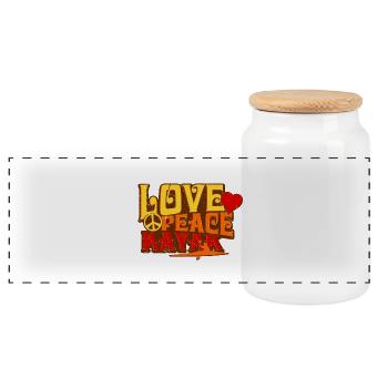 Love Peace Kayak - Panoramic Cookie Jar with Wooden Lid - white - Front