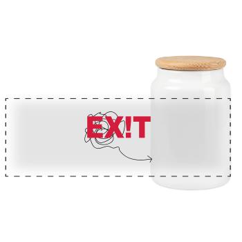 EXIT - Panoramic Cookie Jar with Wooden Lid - white - Front