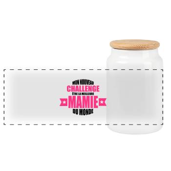 mon nouveau challenge être la meilleure mamie - Boîte à biscuits avec couvercle en bois - blanc - Devant