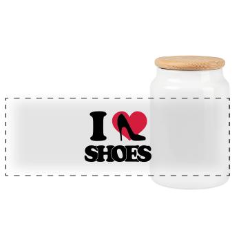 I love shoes - Panoramic Cookie Jar with Wooden Lid - white - Front