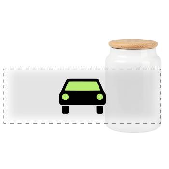 Car icon - Panoramic Cookie Jar with Wooden Lid - white - Front