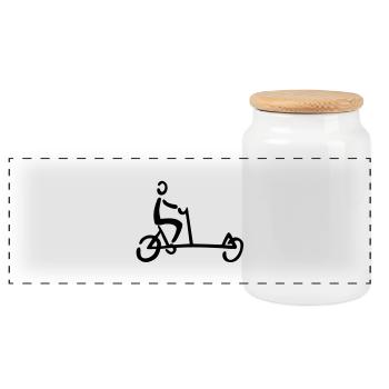 Cargo bike - Panoramic Cookie Jar with Wooden Lid - white - Front