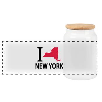 I love New York - Boîte à biscuits avec couvercle en bois - blanc - Devant