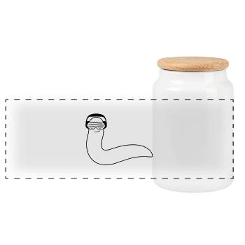 funky_dj_worm - Boîte à biscuits avec couvercle en bois - blanc - Devant