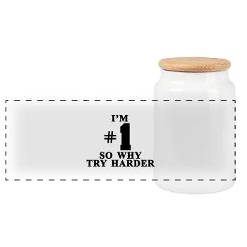 I'm #1 So why try harder - Boîte à biscuits avec couvercle en bois - blanc - Devant