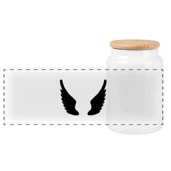 wings___f1 - Panoramic Cookie Jar with Wooden Lid - white - Front