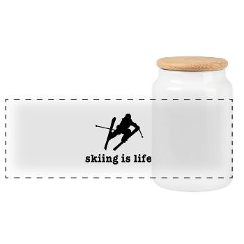 skiing is life ii - Panorama Keksdose mit Holzdeckel - Weiß - Vorne