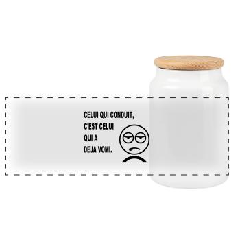 sam_deja_vomi_humour - Boîte à biscuits avec couvercle en bois - blanc - Devant