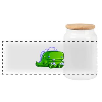 Rimbo le petit dinosaure - Boîte à biscuits avec couvercle en bois - blanc - Devant