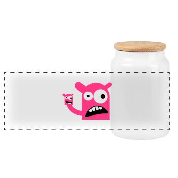 Ein Monster mit einer Monster-Puppe - Panorama Keksdose mit Holzdeckel - Weiß - Vorne