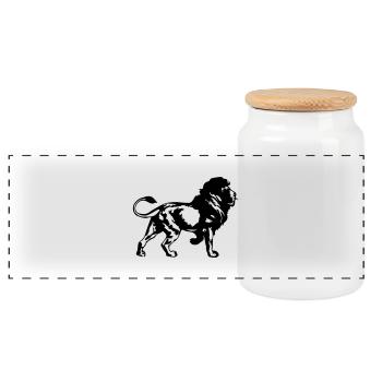 lion - Panorama Keksdose mit Holzdeckel - Weiß - Vorne