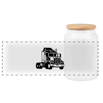 TRUCK - Panoramic Cookie Jar with Wooden Lid - white - Front