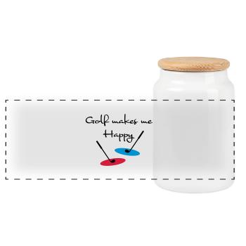 golf - Boîte à biscuits avec couvercle en bois - blanc - Devant