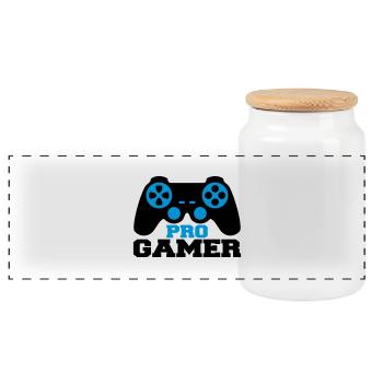 Pro Gamer Logo - Panoramic Cookie Jar with Wooden Lid - white - Front