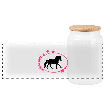 Horse Girl T-shirt/ Hoodie Design - Panorama Keksdose mit Holzdeckel - Weiß - Vorne