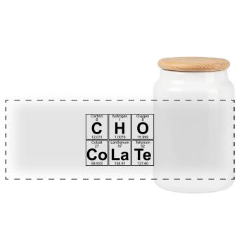 C-H-O-Co-La-Te (chocolate) - Full - Panorama Keksdose mit Holzdeckel - Weiß - Vorne