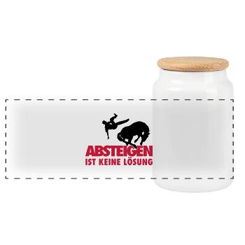 Absteigen ist auch keine Lösung - Panorama Keksdose mit Holzdeckel - Weiß - Vorne