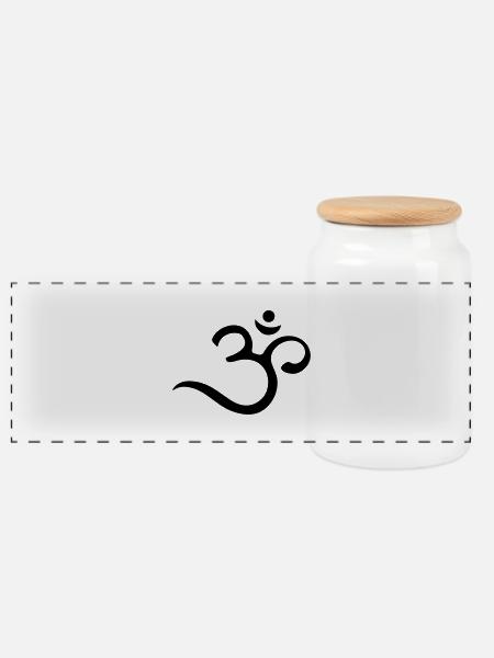 Om Mantra, Symbol, Buddhismus, Yoga, Meditation - Panorama Keksdose mit Holzdeckel - Weiß