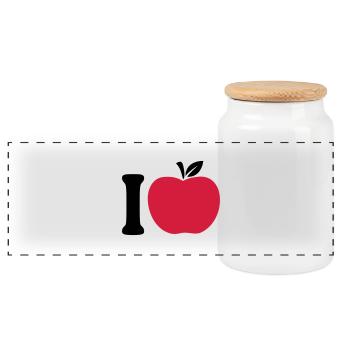 I Love Apple - Panoramic Cookie Jar with Wooden Lid - white - Front