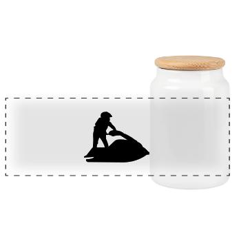 jet_ski - Boîte à biscuits avec couvercle en bois - blanc - Devant