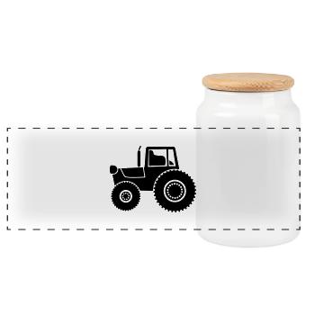 tracteur - Boîte à biscuits avec couvercle en bois - blanc - Devant