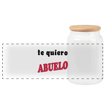 Te quiero abuelo - Panoramic Cookie Jar with Wooden Lid - white - Front