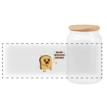 Zombie Toast: Nuss-Nougat-Creme - Panorama Keksdose mit Holzdeckel - Weiß - Vorne