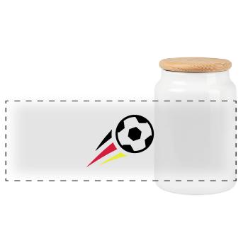 Fußball mit Streifen Deutschland - Panorama Keksdose mit Holzdeckel - Weiß - Vorne
