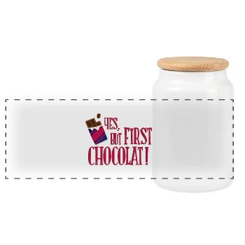 yes_but_first_chocolat_06201603 - Panorama Keksdose mit Holzdeckel - Weiß - Vorne