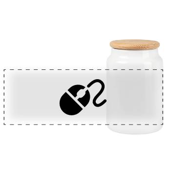 Computer Mouse - Panoramic Cookie Jar with Wooden Lid - white - Front