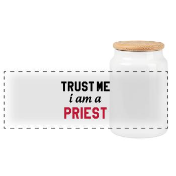 Pfarrer / Priester / Katholisch / Religion - Panorama Keksdose mit Holzdeckel - Weiß - Vorne