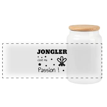 Juggler Juggling Jongleur Jonglieren Jonglerie - Panoramic Cookie Jar with Wooden Lid - white - Front