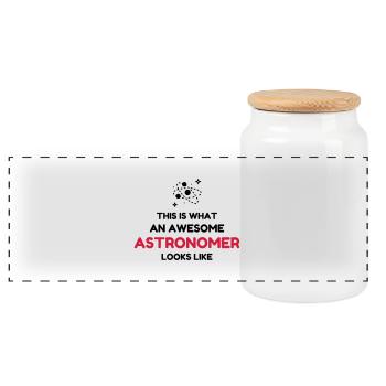 Astronomie / Astronom / Astronomy / Astronomer - Panorama Keksdose mit Holzdeckel - Weiß - Vorne