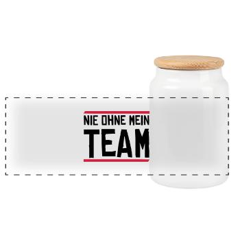 nie ohne mein team - Panorama Keksdose mit Holzdeckel - Weiß - Vorne